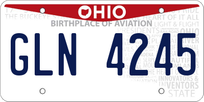 OH license plate GLN4245