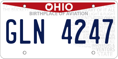 OH license plate GLN4247