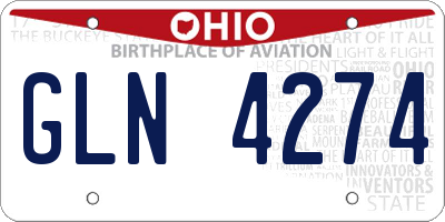 OH license plate GLN4274