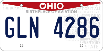 OH license plate GLN4286