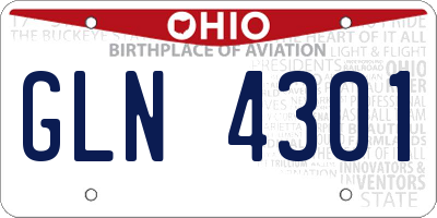 OH license plate GLN4301