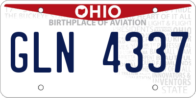 OH license plate GLN4337