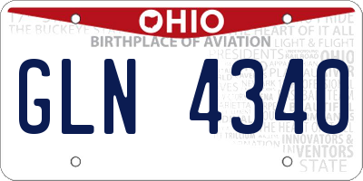 OH license plate GLN4340