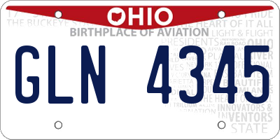 OH license plate GLN4345