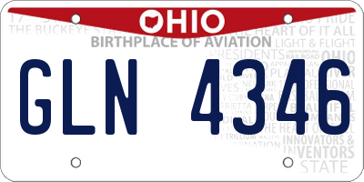 OH license plate GLN4346