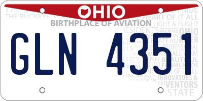 OH license plate GLN4351