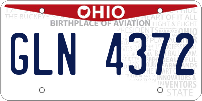 OH license plate GLN4372