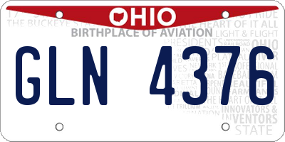 OH license plate GLN4376