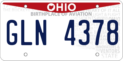 OH license plate GLN4378