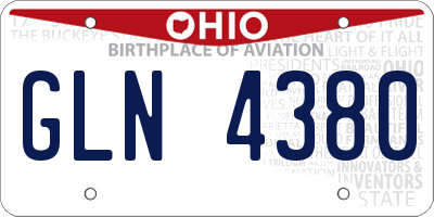 OH license plate GLN4380