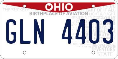 OH license plate GLN4403