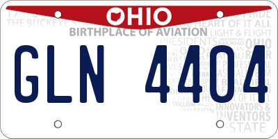 OH license plate GLN4404