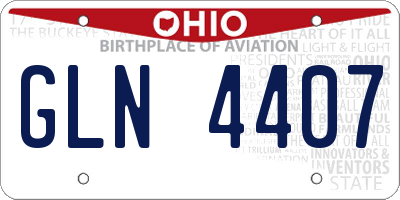 OH license plate GLN4407
