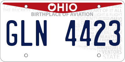 OH license plate GLN4423