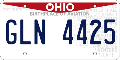 OH license plate GLN4425