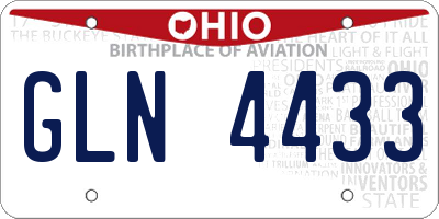 OH license plate GLN4433