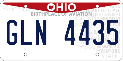 OH license plate GLN4435