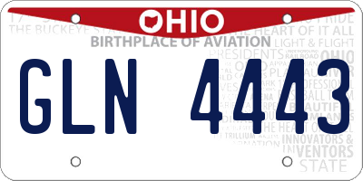 OH license plate GLN4443