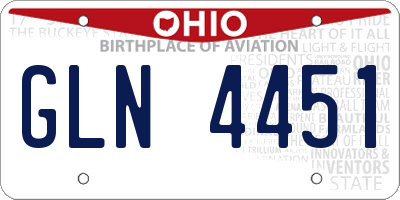 OH license plate GLN4451