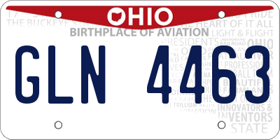 OH license plate GLN4463