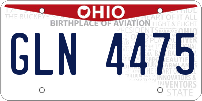 OH license plate GLN4475