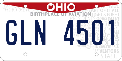 OH license plate GLN4501
