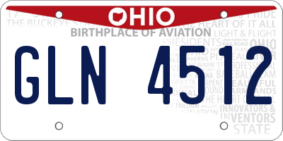 OH license plate GLN4512
