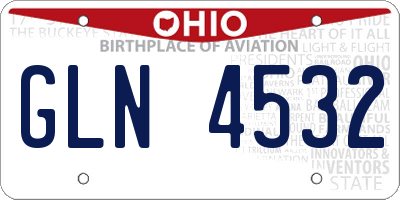 OH license plate GLN4532