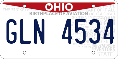 OH license plate GLN4534