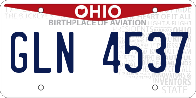 OH license plate GLN4537