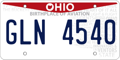 OH license plate GLN4540