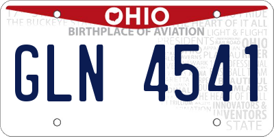 OH license plate GLN4541