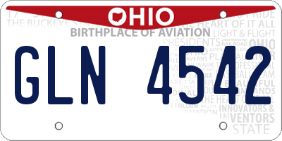 OH license plate GLN4542
