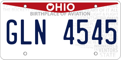 OH license plate GLN4545