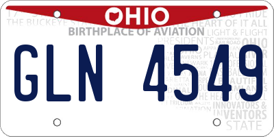OH license plate GLN4549