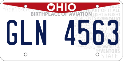 OH license plate GLN4563