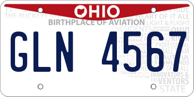OH license plate GLN4567