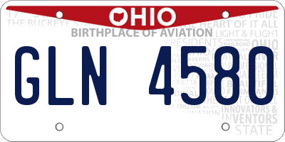 OH license plate GLN4580