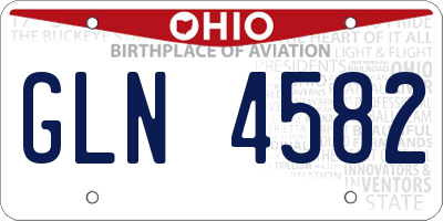OH license plate GLN4582