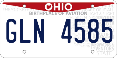 OH license plate GLN4585