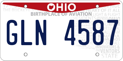 OH license plate GLN4587