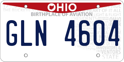 OH license plate GLN4604