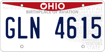 OH license plate GLN4615
