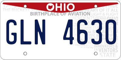 OH license plate GLN4630