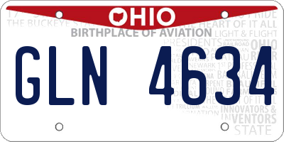 OH license plate GLN4634