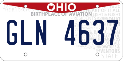 OH license plate GLN4637