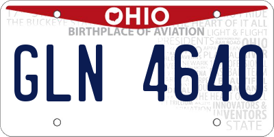 OH license plate GLN4640