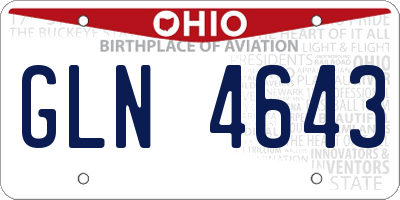 OH license plate GLN4643