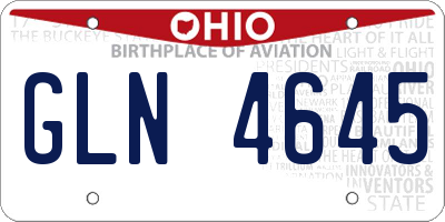 OH license plate GLN4645