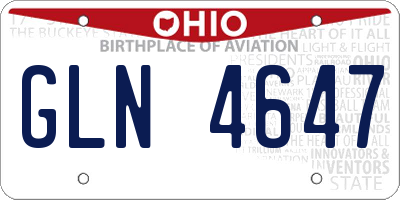 OH license plate GLN4647